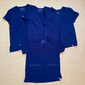 FIGS Women’s XS • LOT OF 4 Navy Blue Scrub Tops EUC